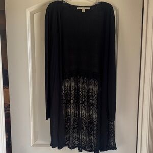 LC Lauren Conrad Black Long Sleeve lace bottom cardigan
